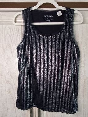 By Chicos Black Sequin Tank Top